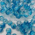 Blue and white crackle glass beads with icy textures for DIY jewelry making - Diameter 8mm (50pcs/Strand) / Blue