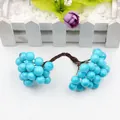 Grappoli di bacche blu artificiali con steli marroni flessibili per accessori fai-da-te - Diametro bacca 12mm, Gambo 13cm, 40 teste/20 steli / Blu lago
