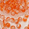 Perline rotonde in vetro craquelé arancione per la creazione di gioielli fai da te - Diametro 10mm, foro circa 1,5mm, 10 pezzi/confezione / arancio-rosso