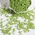 Grasgroene 2-4mm glazen kralen voor DIY sieraden maken gepresenteerd in een witte kom - Lichtgroen