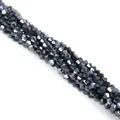 Dark grey faceted diamond-cut glass bicone beads with metallic finish for jewelry making - 4mm (Approx. 80-85 pcs/strand) / Gunmetal