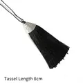 Kort zwart zijden kwastje met zilveren metalen kapje en 8cm lengte voor DIY hobby - Kap Diameter 2cm Zwarte Kraal 4mm Kwastgedeelte 8cm / Zwart