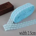 Light blue floral lace ribbon 2.5cm wide for DIY sewing and gift wrapping - Blue