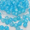 Perle di vetro azzurro con effetto ghiaccio per creazione gioielli fai da te - Diametro 10mm, foro circa 1,5mm, 10 pezzi/confezione / Blu #66