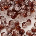 Perline di vetro ambrato effetto crackle per gioielli fai da te su vassoio in vetro - 10mm (10 Pezzi/Confezione) / Caffè