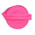 Roll of bright pink elastic ribbon with woven texture and fold line for DIY sewing - 15mm Width, 5 Yards/Roll / Fluorescent Pink