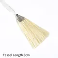 Short cream silk tassel with 8cm length featuring vintage silver engraved metal cap and black bead - Cap Diameter 2cm Black Bead 4mm Tassel Part 8cm / Off White