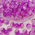 Perle di vetro viola con effetto craquelé per gioielli fai da te su un vassoio - Diametro 10mm (10 Pezzi/Confezione) / Viola