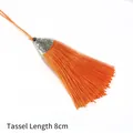 Oranje zijden kwastje van 8cm met vintage zilveren metalen kap en zwarte decoratieve kral - Kap Diameter 2cm Zwarte Kraal 4mm Kwastgedeelte 8cm / Oranje
