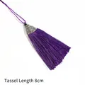 Kort paars kwastje met zilveren metalen kapje voor Chinese stijl DIY-accessoires - Kap Diameter 2cm Zwarte Kraal 4mm Kwastgedeelte 8cm / Paars