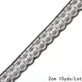 Schwarze 2cm unelastische Spitze mit Stickerei für DIY-Bastelarbeiten 10 Yards Rolle - Muschel-Blumendesign / Schwarz