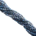 Sparkling dark blue bicone crystal glass beads with multifaceted cut for DIY jewelry - 4mm (Approx. 80-85 Pcs/String) / Plated Ink Blue