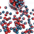 Polished red and blue cracked glass beads with marbled texture for DIY jewelry making - Ice Crackle Round Bead Style / 10mm / Red Blue Patchwork