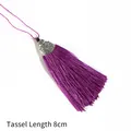 Paars kwastje met zilveren opengewerkte kap en zwarte kraal voor DIY-projecten - Kap Diameter 2cm Zwarte Kraal 4mm Kwastgedeelte 8cm / Violet