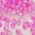 Perline rotonde in vetro craquelé rosa per gioielli fai da te come braccialetti - Diametro 10mm, foro circa 1,5mm, 10 pezzi/confezione / Rosso rosa