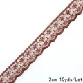 Braunes Blumen-Spitzenband 2cm breit 10 Yards für DIY-Bastelarbeiten und Bekleidung - Muschel-Blumendesign / Braun