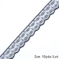 2cm marineblaue Blumen-Spitzenborte mit Bogenkanten und Hexagonalnetz, 10 Yards Rolle - Muschel-Blumendesign / Marineblau