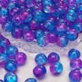 Perline in vetro craquelé sfumate blu e viola per gioielli fai-da-te e bracciali fatti a mano - Diametro 10mm, foro circa 1,5mm, 10 pezzi/confezione / Rosso Rosa e Blu Lago