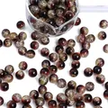 Dark red and gold cracked glass round beads for DIY jewelry making and bracelets - Ice Crackle Round Bead Style / 10mm / Brown And Yellow Split