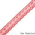 Bordure dentelle rouge de 2cm pour travaux manuels et couture, rouleau de 10 yards - Style Floral Festonné / Rouge