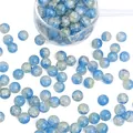 Blaue und cyanfarbene Glasperlen mit Crackle-Effekt für DIY-Armbänder und Schmuck - Eiskristall Rundperlen Stil / 10mm / Blau Und Gelb Geteilt