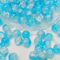 Perline sferiche in vetro crackle blu per gioielli fai-da-te e bracciali fatti a mano - Diametro 10mm, foro circa 1,5mm, 10 pezzi/confezione / Blu lago