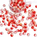 Rot-weiße Crackle-Glasperlen mit Farbverlauf für DIY-Schmuckherstellung - Eiskristall Rundperlen Stil / 10mm / Rot Und Orange Geteilt