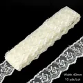 Cream 40mm floral embroidery lace trim for DIY sewing, 10 yards spool of delicate craft ribbon - Width 40mm / Beige
