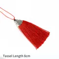 Rode 8cm kwast met zilveren legering kap en zwarte kraal voor DIY-accessoires - Kap Diameter 2cm Zwarte Kraal 4mm Kwastgedeelte 8cm / Rood