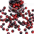 Rote und schwarze Glasperlen mit Eis-Crackle-Muster für die DIY-Schmuckherstellung - Eiskristall Rundperlen Stil / 10mm / Rot Und Schwarz Geteilt