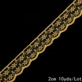 Ruban dentelle dorée de 2cm pour artisanat DIY et décor de mariage, 10 yards - Style Floral Festonné / Orange