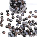 Dunkelblaue und dunkelorangefarbene Glasperlen mit Galaxie-Effekt für DIY-Schmuck - Eiskristall Rundperlen Stil / 10mm / Schwarz Kaffee Mix