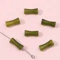 Olive green bamboo-shaped glass bead with gold leaf texture for DIY jewelry making - Resin Smudged Green
