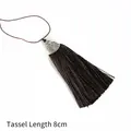Donkerbruine zijden kwast met zilveren metalen kap en 8cm lengte voor DIY-accessoires - Kap Diameter 2cm Zwarte Kraal 4mm Kwastgedeelte 8cm / Donker Koffie