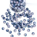 Dunkelblaue Glasperlen mit goldener Textur für DIY Schmuckherstellung und Basteln - Eiskristall Rundperlen Stil / 10mm / Marineblau Und Rosa Geteilt