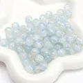 DIY light blue and white crackle glass round beads displayed on a white tray - 10mm (Aperture approx. 1.5mm, 20 Pieces/Pack) / Light Blue Yellow Mixed