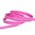 Cinta grosgrain fucsia con bordes pespunteados blancos para accesorios de pelo DIY - 4.5 Metros (10mm de ancho) / Rosa rojo