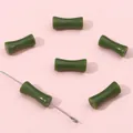 Dark green bow-tie shaped glass bamboo beads with gold foil for DIY jewelry making - Resin Porcelain Green