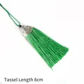 Kort groen kwastje met zilveren kapje, 8cm handgemaakt Chinees stijl accessoire - Kap Diameter 2cm Zwarte Kraal 4mm Kwastgedeelte 8cm / Groen