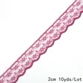 Dentelle violette de 2cm non extensible pour artisanat DIY et couture, longueur 10 yards - Style Floral Festonné / Violet foncé