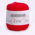Rote handgestrickte Baumwollgarnkugel mit Golden Sun Papierlabel für DIY-Bastelarbeiten - 1 Knäuel/Pack / Rot