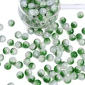 Grün-weiße Krachglasperlen für DIY-Schmuckherstellung und Armbandzubehör im Set - Eiskristall Rundperlen Stil / 10mm / Grün Weiß Mix