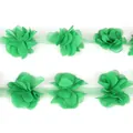 Handgefertigte 5cm Chiffon-Blütenborte in Grün für DIY-Bastelarbeiten und Hochzeiten - Grün