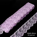 Lavender 40mm floral embroidery lace ribbon in 10 yards spool for DIY sewing - Width 40mm / Lavender