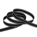 Cinta acanalada negra con costuras blancas para accesorios para el cabello hechos a mano - 4.5 Metros (10mm de ancho) / Negro