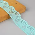 Light blue floral lace trim ribbon with scalloped edges for DIY sewing and crafts - Green