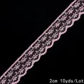 Ruban de dentelle non élastique rose clair de 2cm avec motif floral 10 yards - Style Floral Festonné / Rose Clair