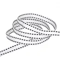 Cinta de grano grueso blanca con bordes cosidos en negro para manualidades y accesorios - 4.5 Metros (10mm de ancho) / Blanco