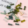 Cuentas de vidrio estilo bambú en tonos verdes y blancos jaspeados para joyería DIY - Paquete de 10 Piezas (13x5mm) / Mezcla de Colores de Resina