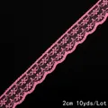 Dentelle florale rose de 2cm pour artisanat DIY et mariage, rouleau de 10 yards - Style Floral Festonné / Rose foncé